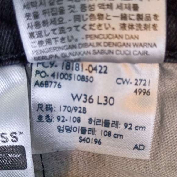 Levis 541 Athletic Fit Black Dark Wash Jeans Men's W36 L30 Fits 38x28 - Picture 11 of 13